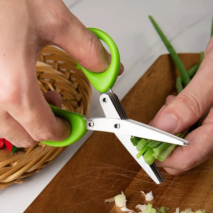 Multi-Layer Stainless Steel Kitchen Scissors – Herb, Vegetable & Green Onion Cutter Tool