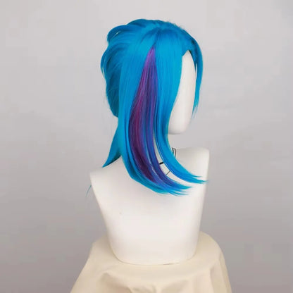Jinx Long Blue Braided Cosplay Wig for League of Legends