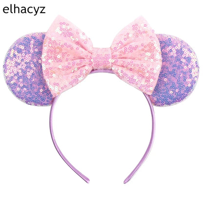 Embroidered Sequin Ears Bow Headband for Women & Girls
