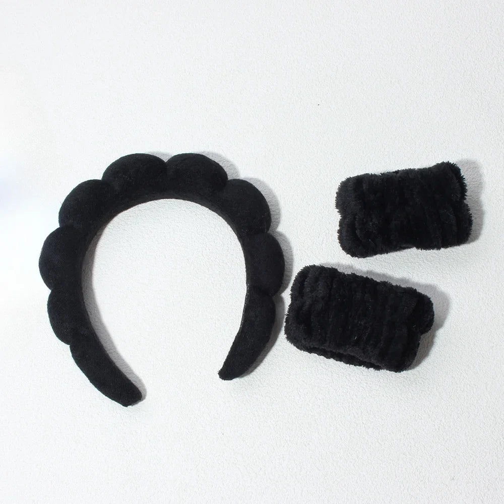 3PCS Spa Bubble Headband & Wristbands Skincare Set