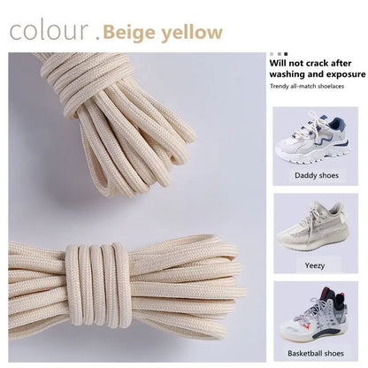 1 Pair New Round Shoe laces for Sneakers Yezy 350 Original Shoelaces for Shoes Polyester Solid Off White Laces Sport Shoestrings