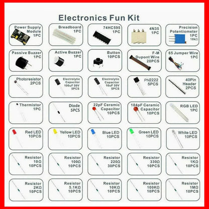Electronic Components 830 Hole-Breadboard Kit Electrolytic Capacitor Resistor LED MB-102 for UNO R3 Component Pack Beginner Kit