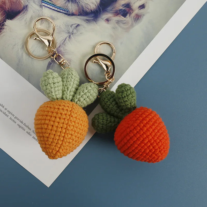 Cute Fruit Crochet Keychain Strawberry Cherry Bag Charm