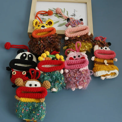 Funny Fruit Sausage Mouth Crochet Keychain Key Holder