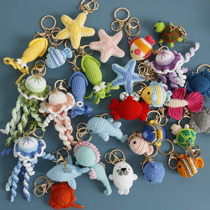 Ocean Animal Crochet Keychain Tropical Fish Bag Charm