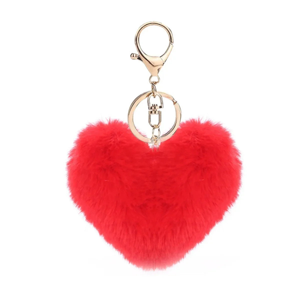Heart Plush Pompom Keychain Leopard Print Bag Charm