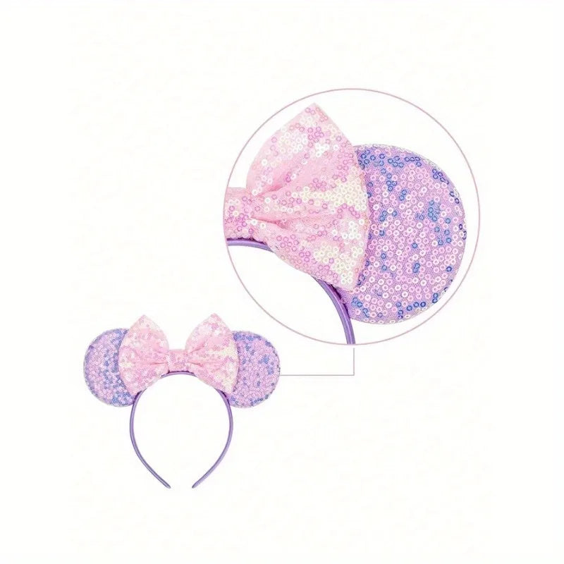 Cartoon Sequin Mouse Ears Headband with Bow