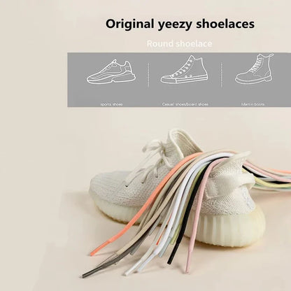 1 Pair New Round Shoe laces for Sneakers Yezy 350 Original Shoelaces for Shoes Polyester Solid Off White Laces Sport Shoestrings