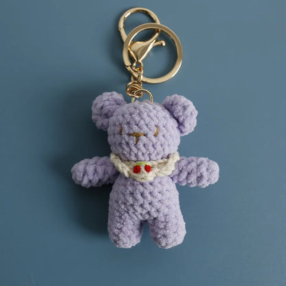 Cute Bear Couple Crochet Keychain Matching Animal Charm