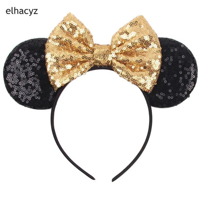 Embroidered Sequin Ears Bow Headband for Women & Girls