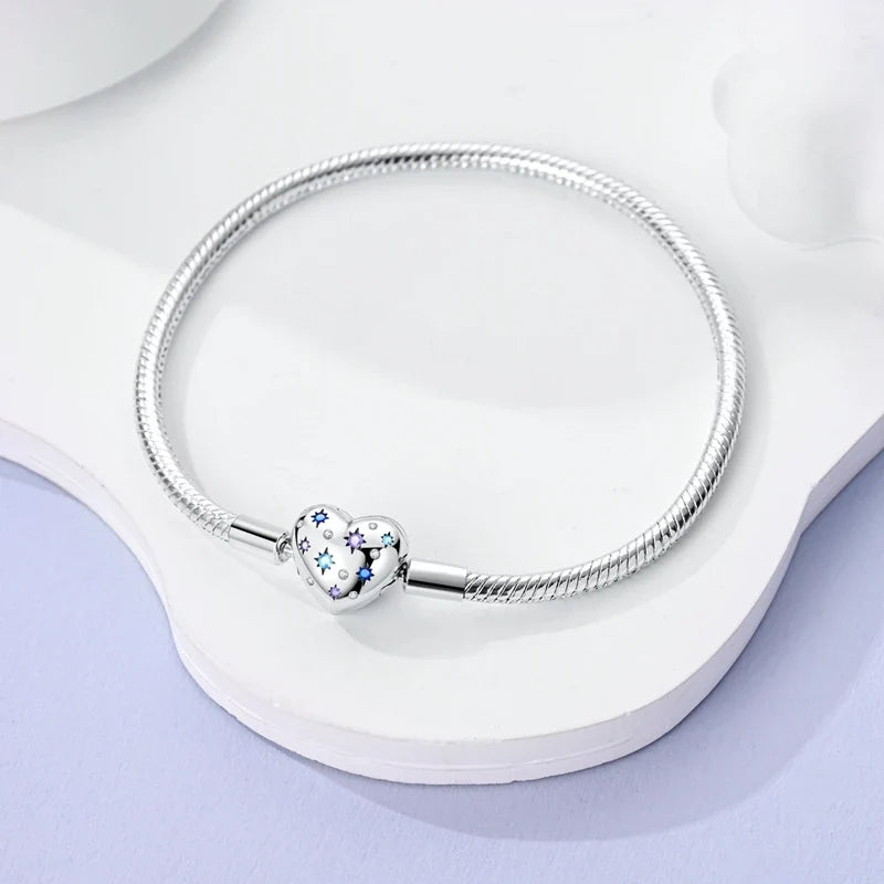 925 Sterling Silver Heart Bracelet with Zircon Accent