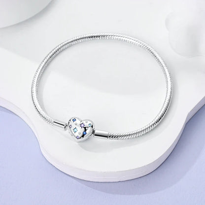 925 Sterling Silver Heart Bracelet with Zircon Accent