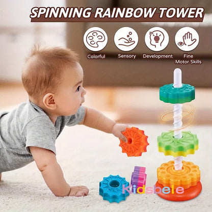 Rainbow Spinning Stacking Ring Toy