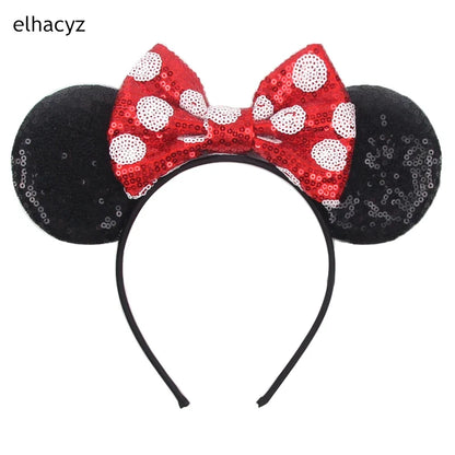 Embroidered Sequin Ears Bow Headband for Women & Girls