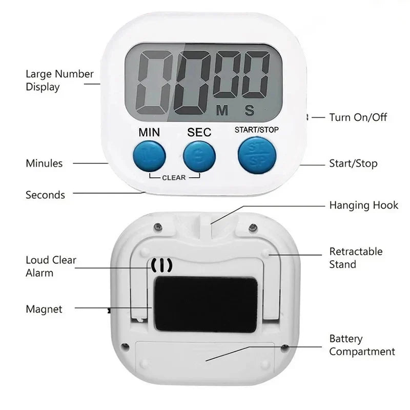1PC LCD Digital Kitchen Timer Magnetic Cooking Large Count Down Up Clear Loud Alarm Stonego Home Kitchen Accessories