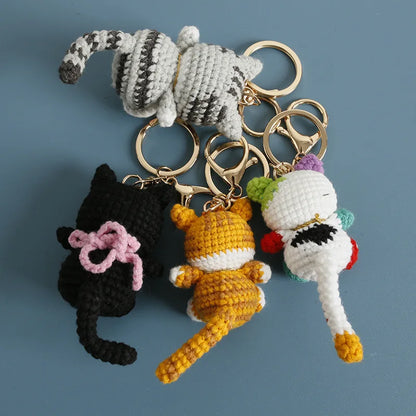 Small Cat Crochet Keychain Cute Kitten Bag Charm