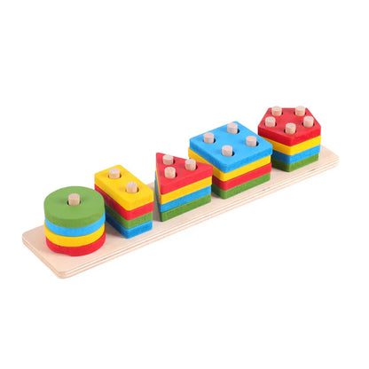 Montessori Wooden Color & Shape Matching Building Blocks