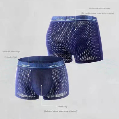 Men's Ice Silk Boxer Shorts 4PCS Breathable Mesh Underwear