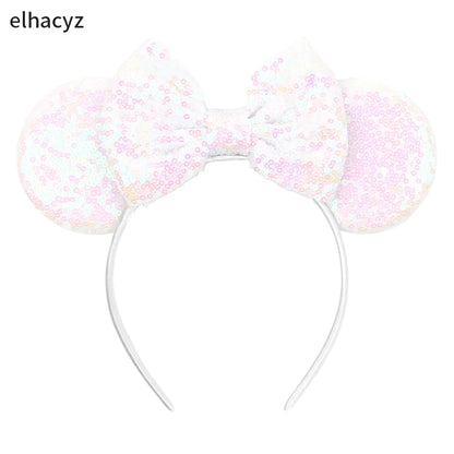 Embroidered Sequin Ears Bow Headband for Women & Girls