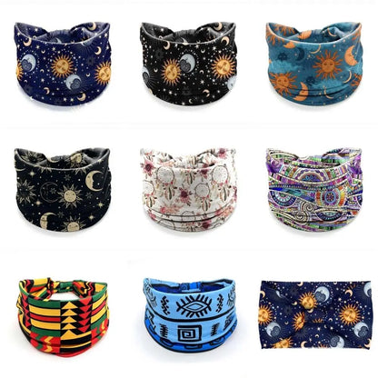 Boho Print Wide Knot Elastic Headband for Women