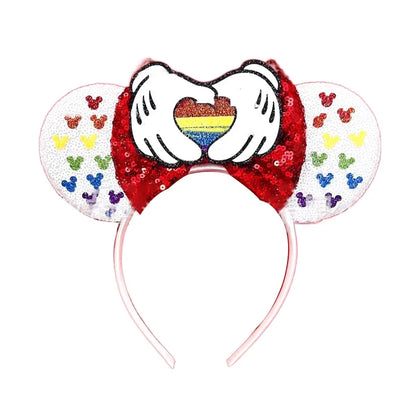 Mouse Ears Sequin Bow Cosplay Headband for Women & Adults
