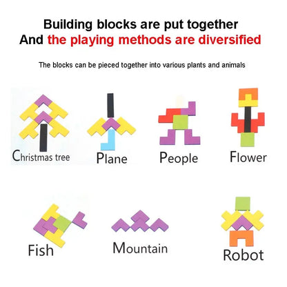 Wooden Tangram Russian Blocks Puzzle for STEM Learning and Creative Play