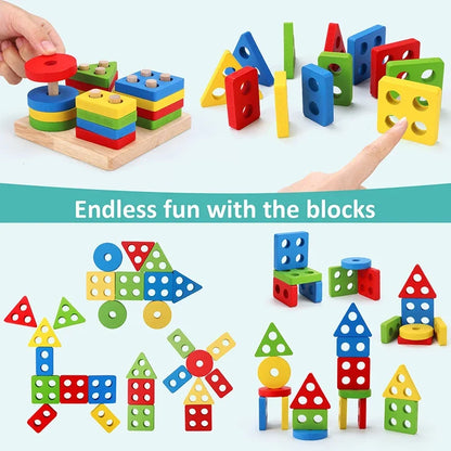 Wooden Baby Puzzles 3D Early Learning Educational Toy