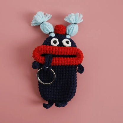 Funny Fruit Sausage Mouth Crochet Keychain Key Holder