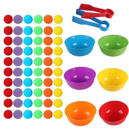 Children Counting and Sorting Toy with Pom Poms and Tweezers Set