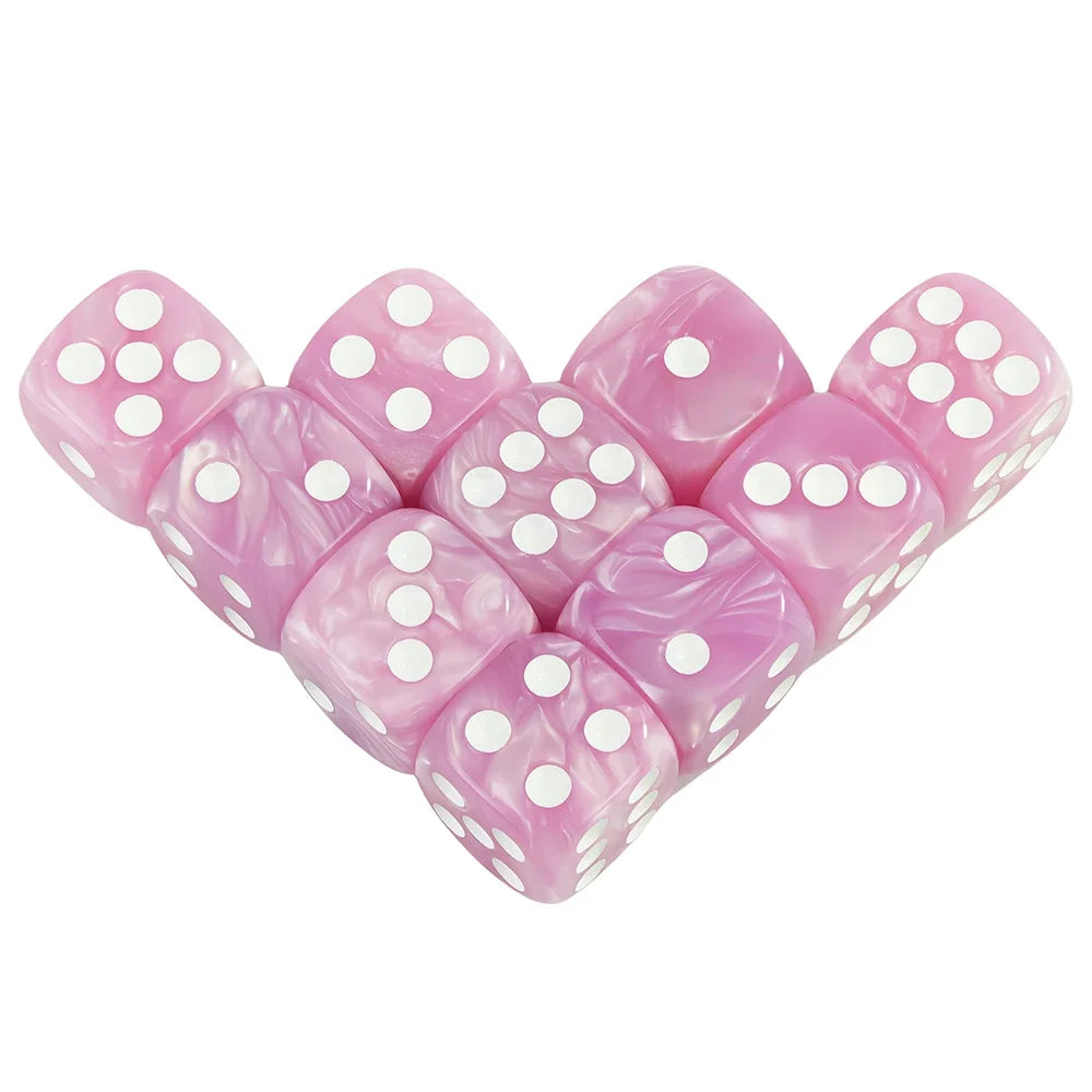 Acrylic Dice Set 10 Piece 16mm Marble D6 Game Dice