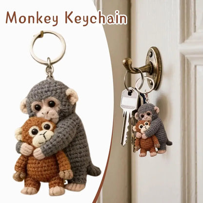 Funny Monkey Crochet Keychain Cute Backpack Charm