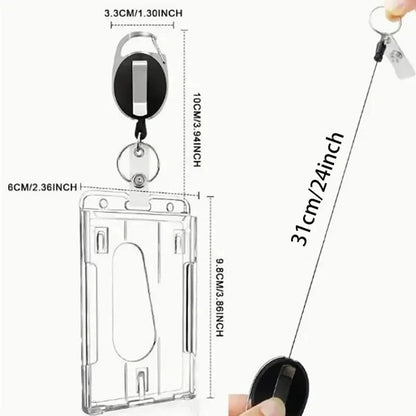 Retractable ID Card Holder Transparent Badge Holder Case