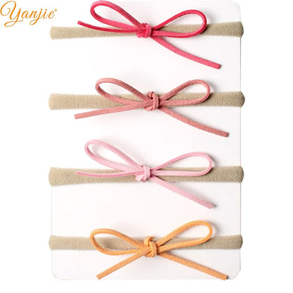 Classical Suede Bow Baby Nylon Headband for Girls