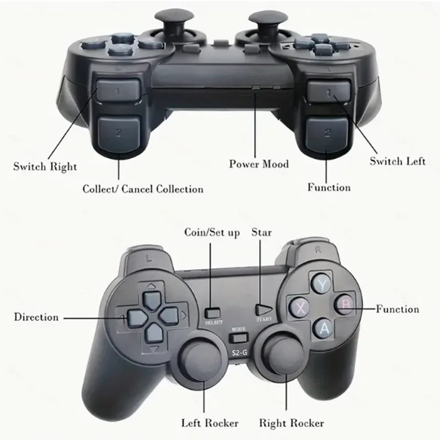4K Retro Game Console Wireless Gaming Stick with Dual Controllers