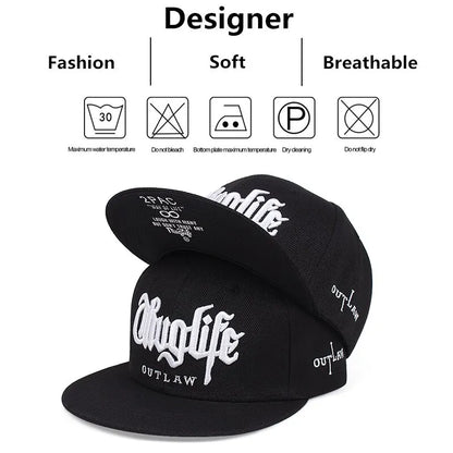 Thug Life Embroidery Snapback Baseball Cap for Streetwear Style
