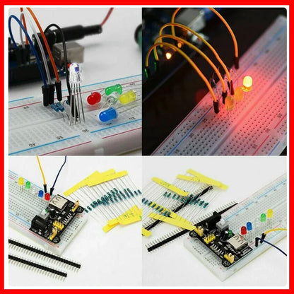 Start 830 Breadboard Kit MB-102 for UNO R3 Component Pack Beginner  Electronic Components Electrolytic Capacitor Resistor led