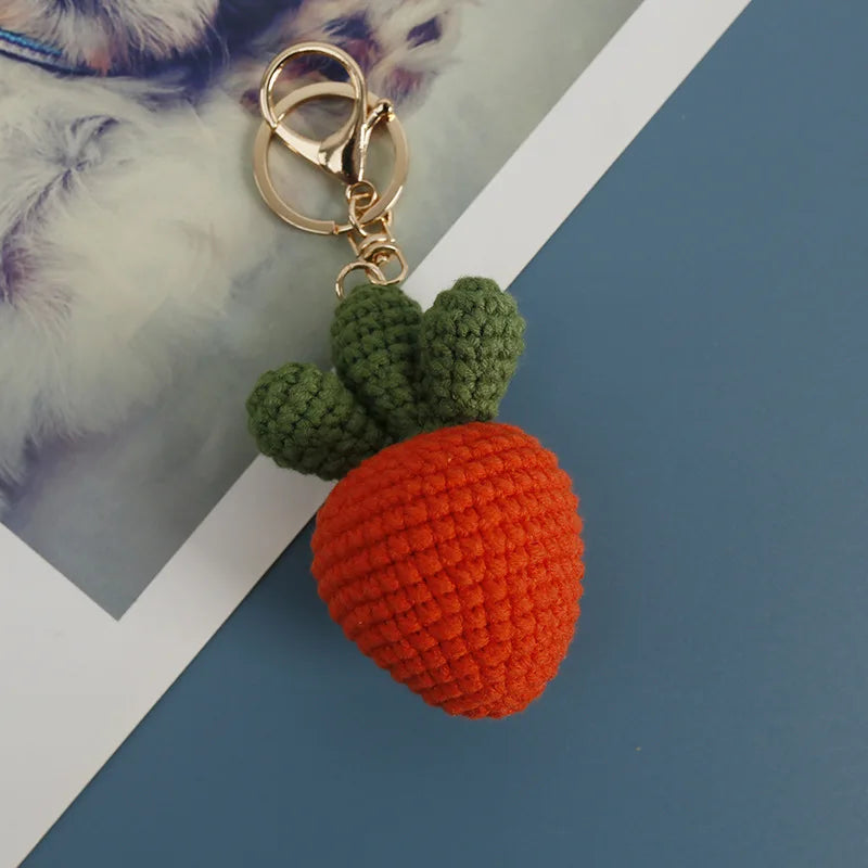 Cute Fruit Crochet Keychain Strawberry Cherry Bag Charm