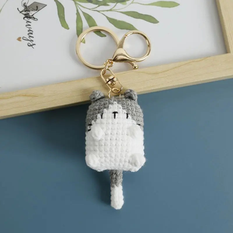 Small Cat Crochet Keychain Cute Kitten Bag Charm