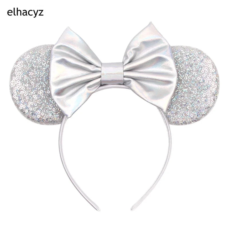 Embroidered Sequin Ears Bow Headband for Women & Girls