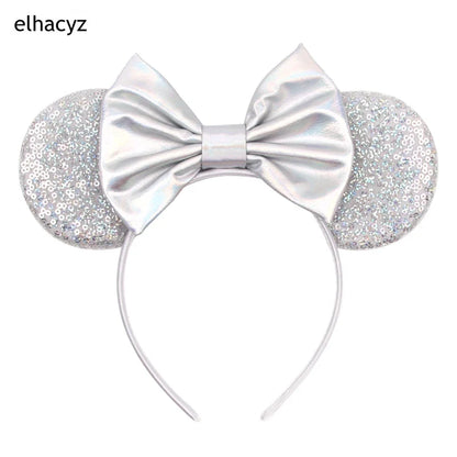 Embroidered Sequin Ears Bow Headband for Women & Girls