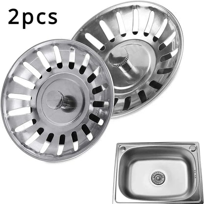 2PCS Kitchen Sink Strainer Stopper – Reusable Drain Filter & Waste Plug Set