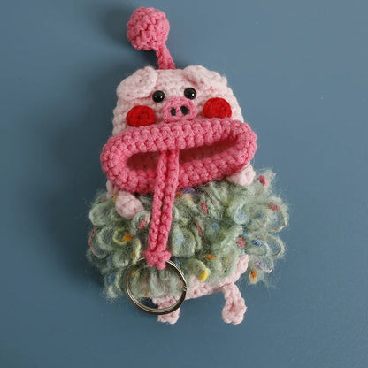 Funny Fruit Sausage Mouth Crochet Keychain Key Holder