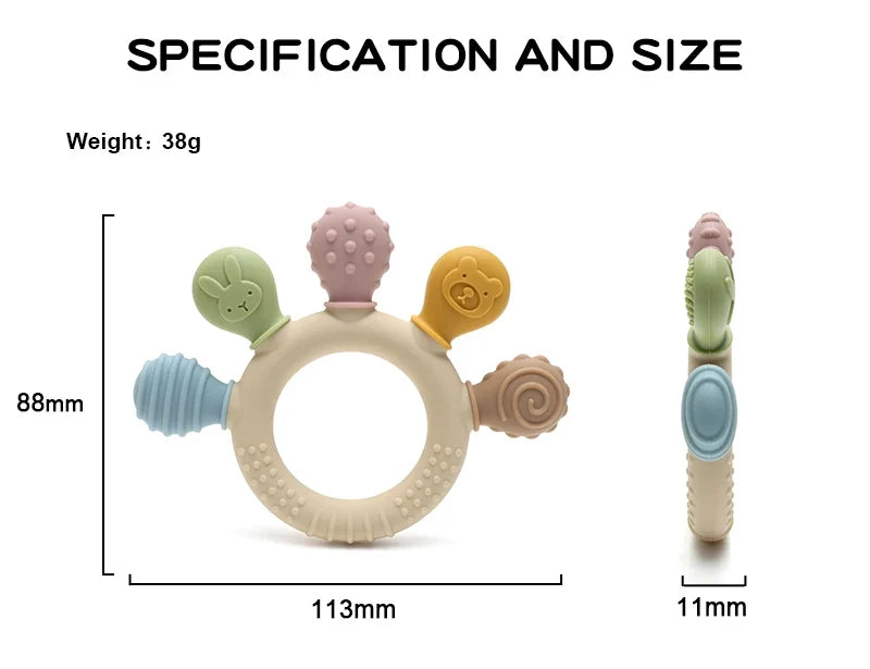 Silicone Baby Ring Teether Sensory Chew Toy for Infants