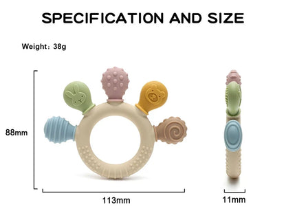 Silicone Baby Ring Teether Sensory Chew Toy for Infants