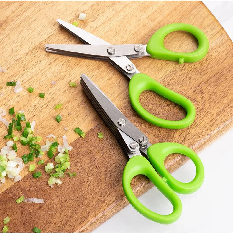 Multi-Layer Stainless Steel Kitchen Scissors – Herb, Vegetable & Green Onion Cutter Tool