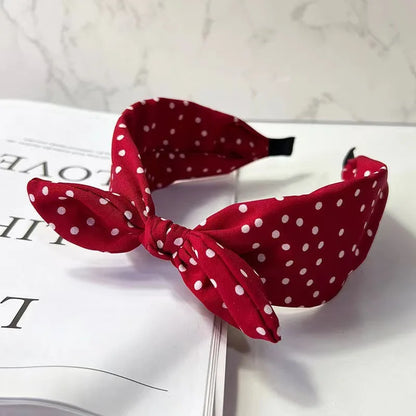 Vintage Red Bow Wide Headband for Women