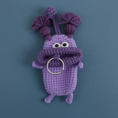Funny Fruit Sausage Mouth Crochet Keychain Key Holder