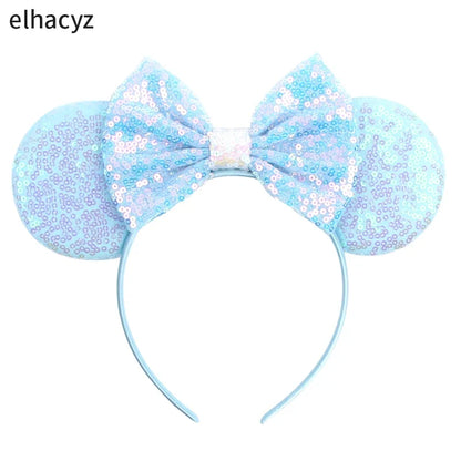 Embroidered Sequin Ears Bow Headband for Women & Girls