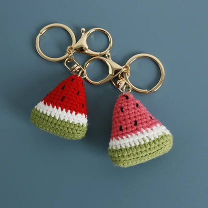 Cute Fruit Crochet Keychain Strawberry Cherry Bag Charm