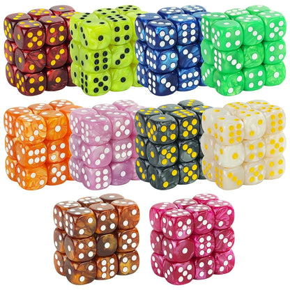 Acrylic Dice Set 10 Piece 16mm Marble D6 Game Dice